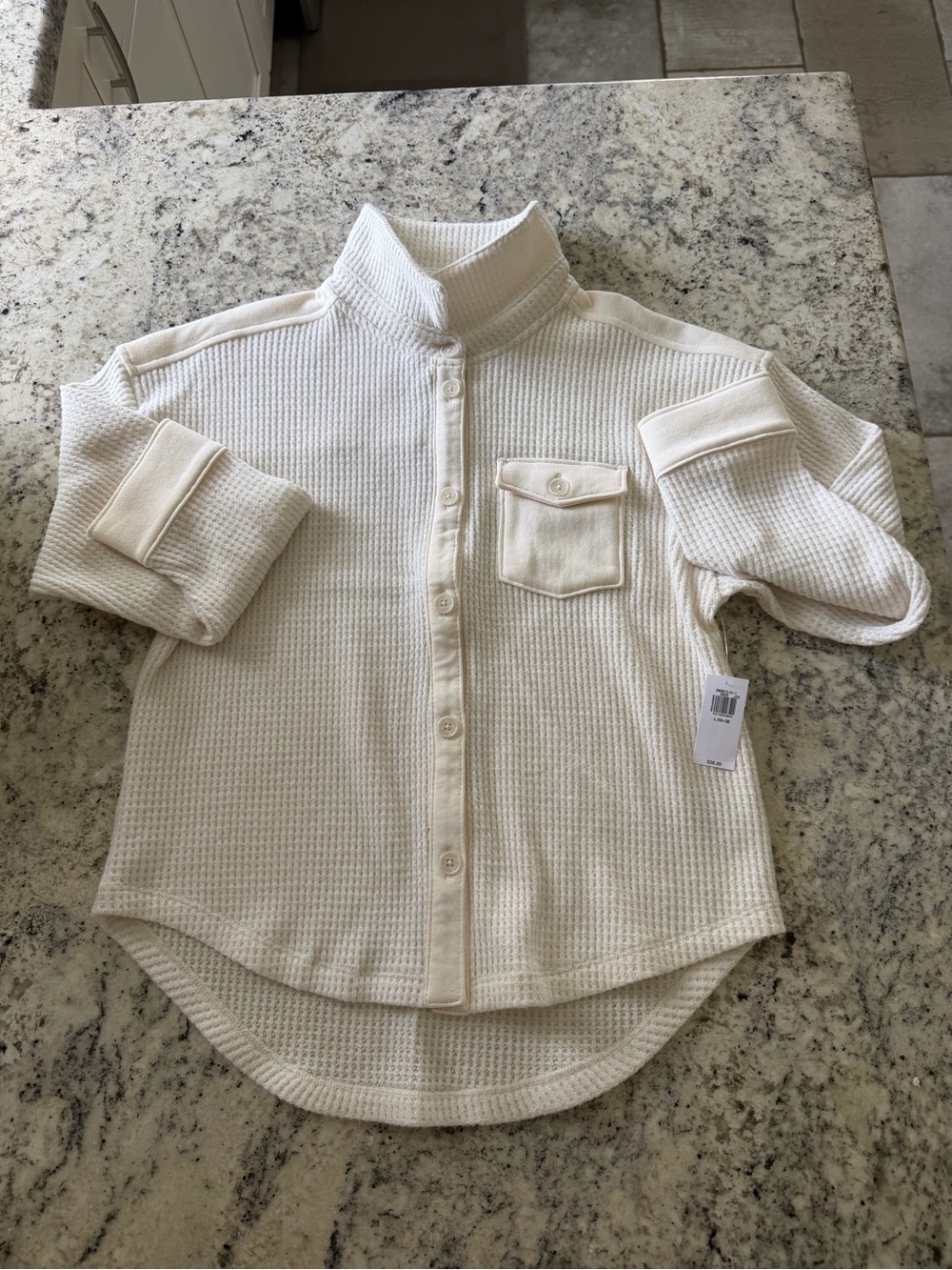 Old Navy Girls Waffle Knit Button-Front Top - Cream Size L (10/12)